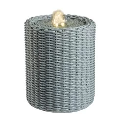 Zimmerbrunnen Rattan Korboptik In Pastellgrün - H: 20cm