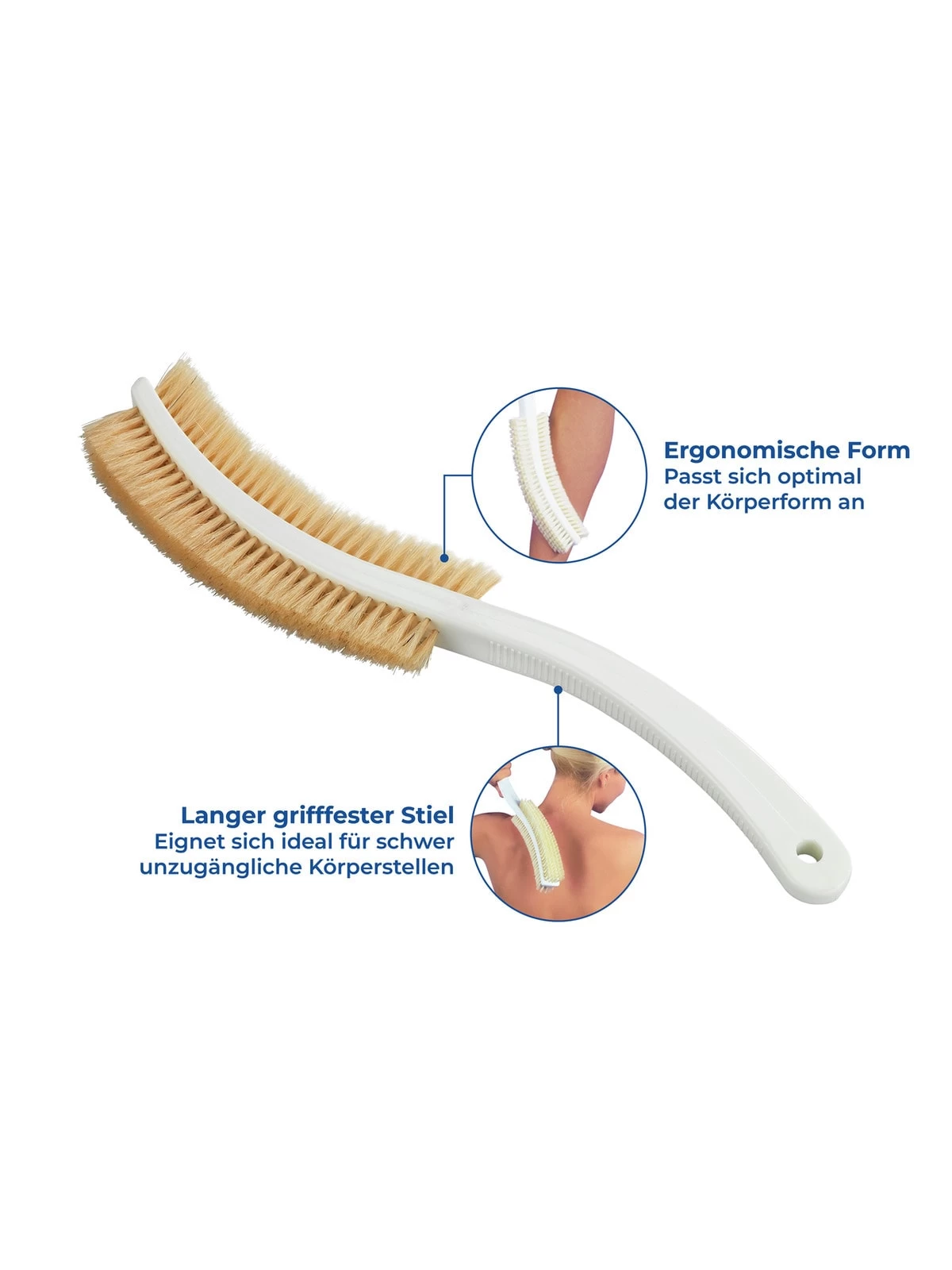 Massagebürste Mit Naturborsten In Weiß 7 Massagebürste Mit Naturborsten In Weiß – Bild 5