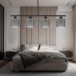 Deckenleuchte Linear 4-flammig Doppelt Verglasung Schwarz-Grau -Petromax Store moebel17 deckenleuchte linear 4 flammig doppelt verglasung schwarz grau 2