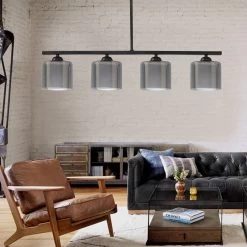 Deckenleuchte Linear 4-flammig Doppelt Verglasung Schwarz-Grau -Petromax Store moebel17 deckenleuchte linear 4 flammig doppelt verglasung schwarz grau 3