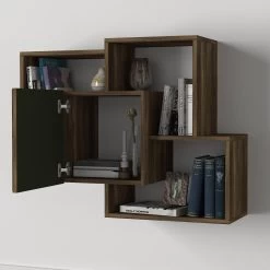 Wandregal Arco Mit Tür Walnuss Dunkelgrün -Petromax Store moebel17 wandregal arco mit tur walnuss dunkelgrun 3