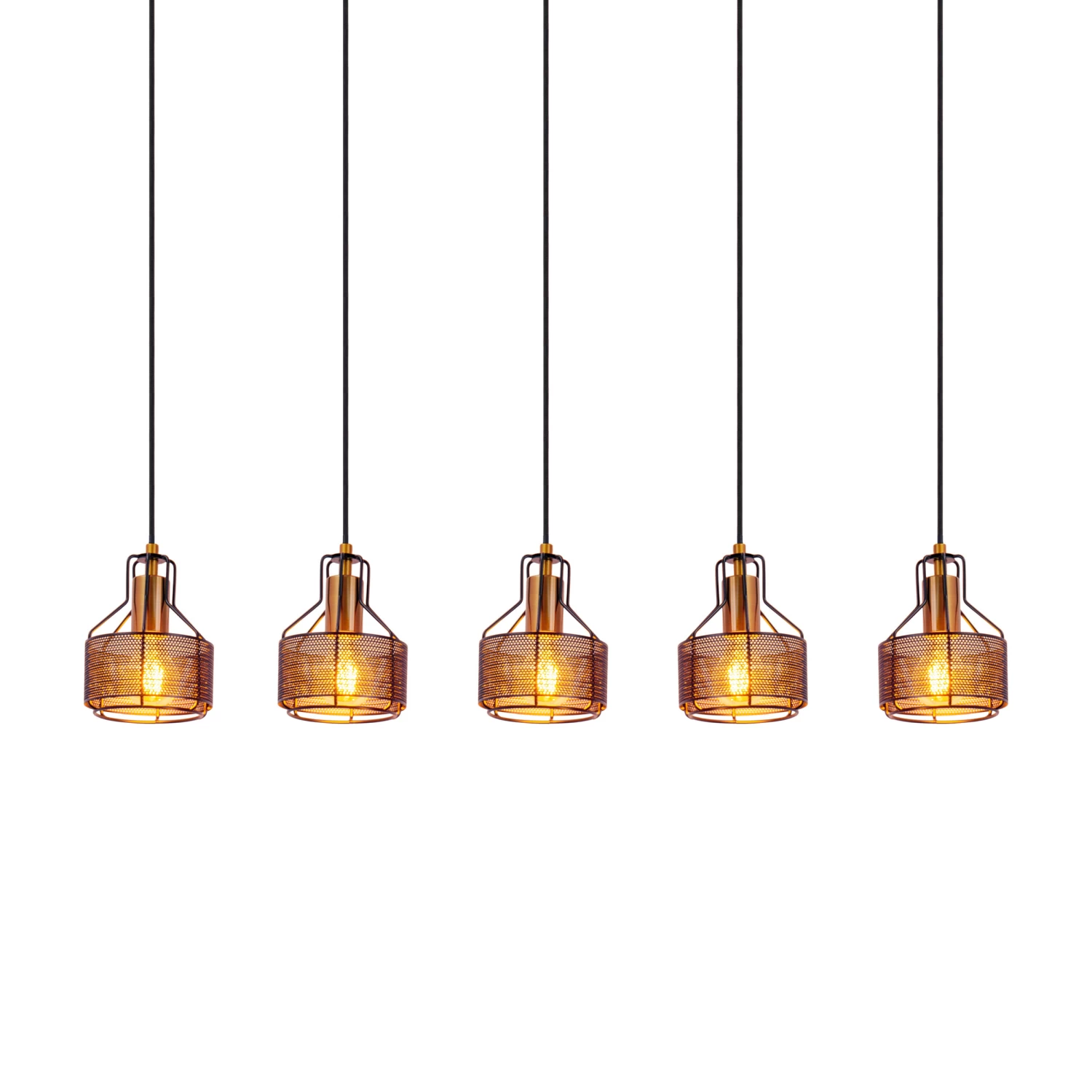 5er Pendelleuchte "Foro" Schwarz/golden 4 5er Pendelleuchte "Foro" Schwarz/golden – Bild 2