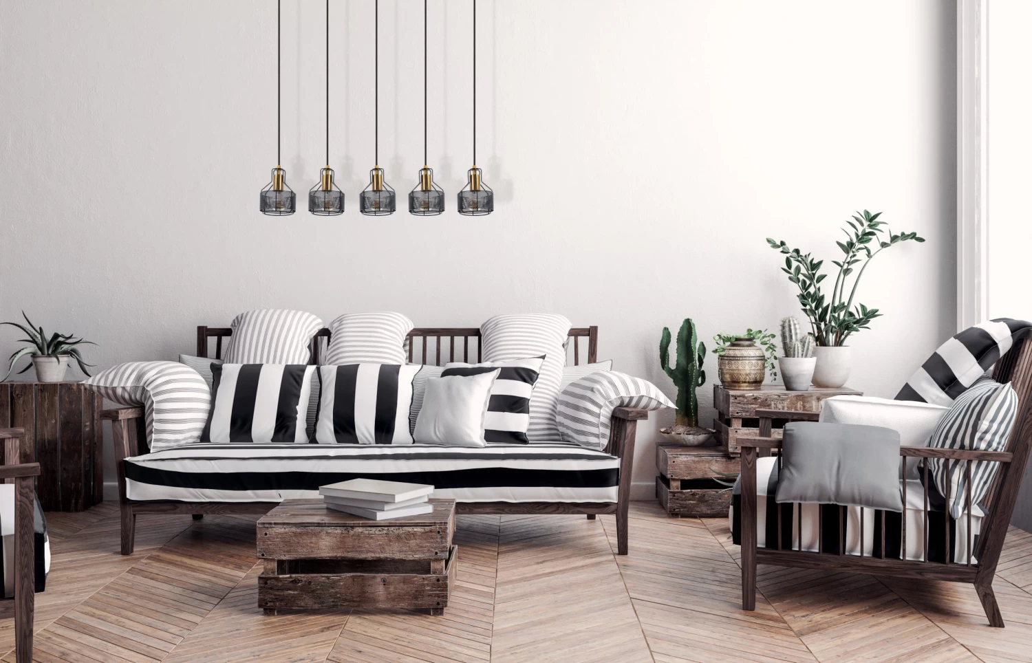 5er Pendelleuchte "Foro" Schwarz/golden 9 5er Pendelleuchte "Foro" Schwarz/golden – Bild 7