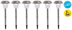 6er Set LED Außenleuchte Mit Erdspieß In Stahl-Blank