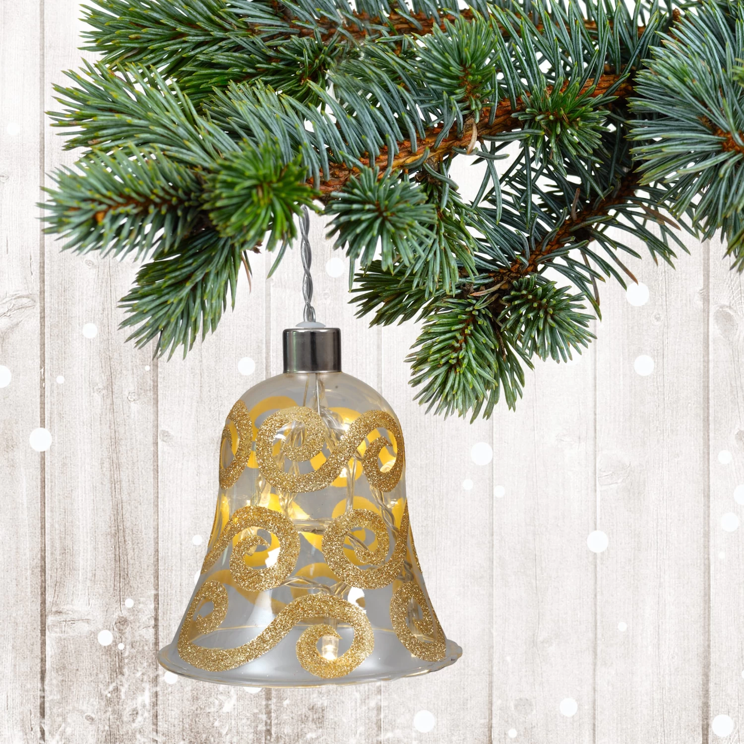 Dekoglas Mit Lichterkette "Glocke" 4er-Set In Gold 4 Dekoglas Mit Lichterkette "Glocke" 4er-Set In Gold – Bild 2