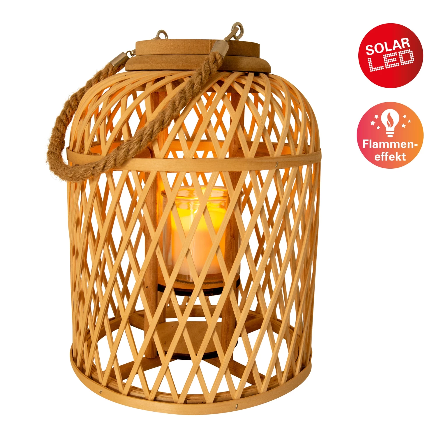Dekoleuchte "Korb" (H) 29 Cm Incl. Solar-LED-Kerze In Natur 4 Dekoleuchte "Korb" (H) 29 Cm Incl. Solar-LED-Kerze In Natur – Bild 2