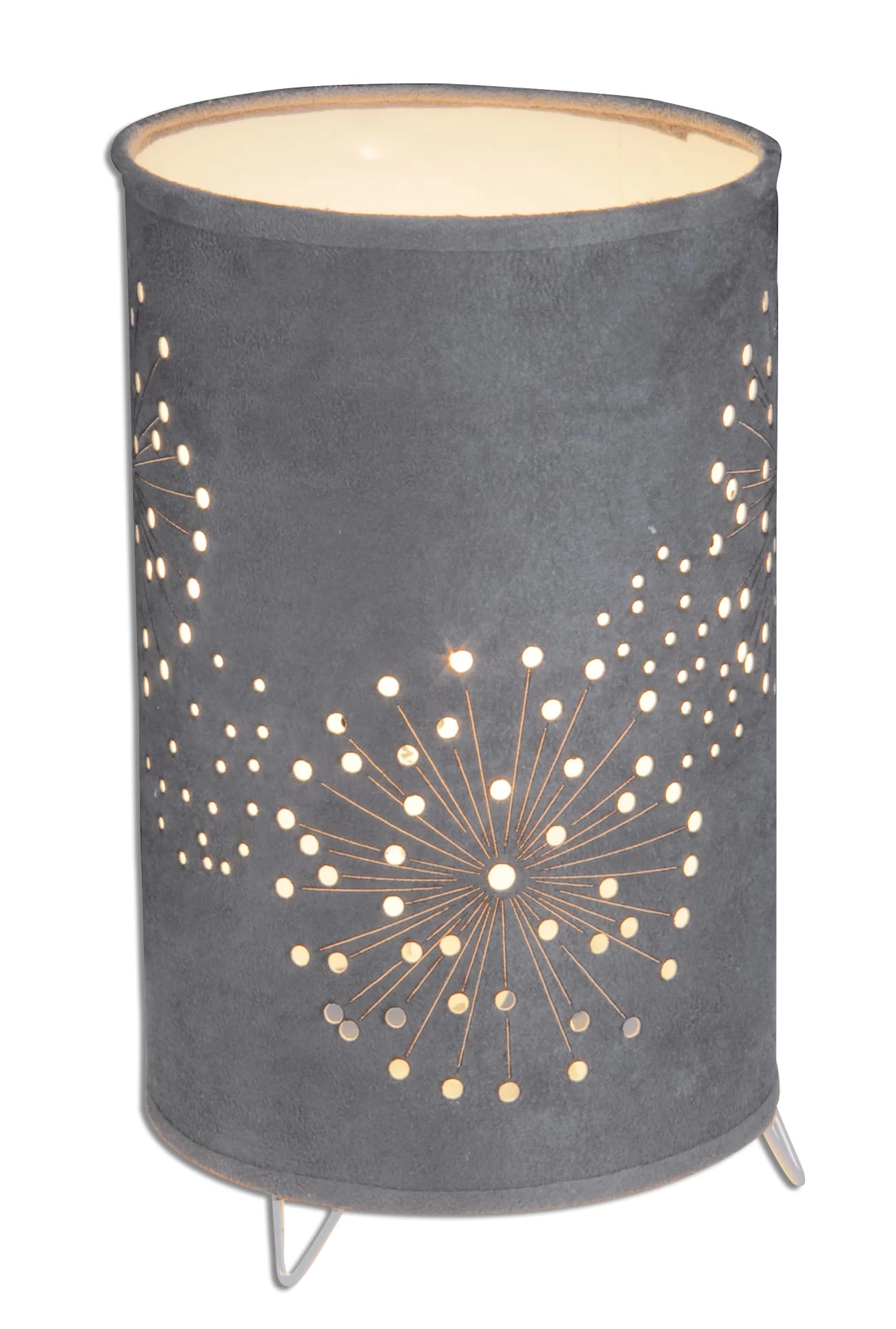 Stoff-Tischleuchte "Aurona" (H) 25 Cm In Grau 4 Stoff-Tischleuchte "Aurona" (H) 25 Cm In Grau – Bild 2