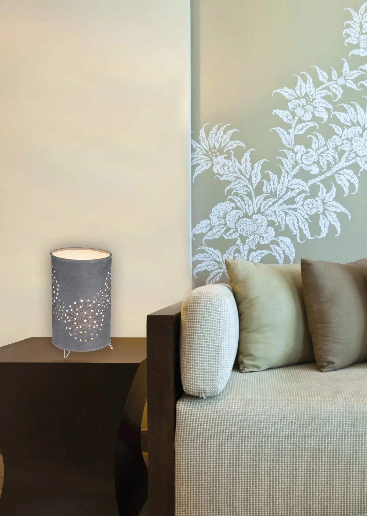 Stoff-Tischleuchte "Aurona" (H) 25 Cm In Grau 5 Stoff-Tischleuchte "Aurona" (H) 25 Cm In Grau – Bild 3