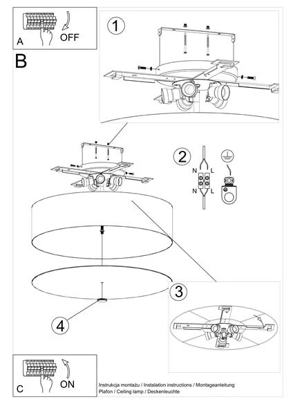 Deckenleuchte HERRA 60 In Schwarz (L)60cm (B)60cm (H)16cm 10 Deckenleuchte HERRA 60 In Schwarz (L)60cm (B)60cm (H)16cm – Bild 8