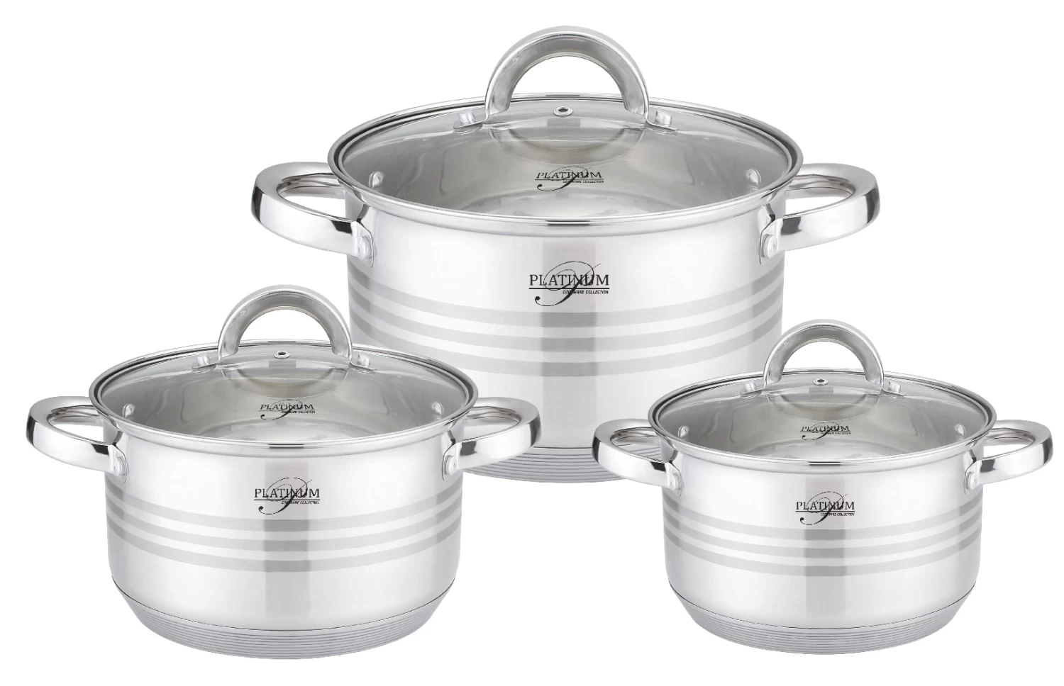 Platinum 6tlg. Edelstahl Kochtopf-Set In Silber 3 Platinum 6tlg. Edelstahl Kochtopf-Set In Silber