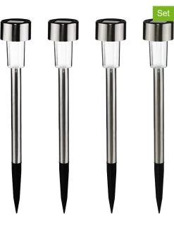 4er.Set: LED-Solar-Edelstahl-Gartenstecker - (H)36,5 Cm