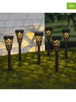 6er-Set: LED-Solar-Gartenstecker In Schwarz - (H)37,5 X Ø 7 Cm