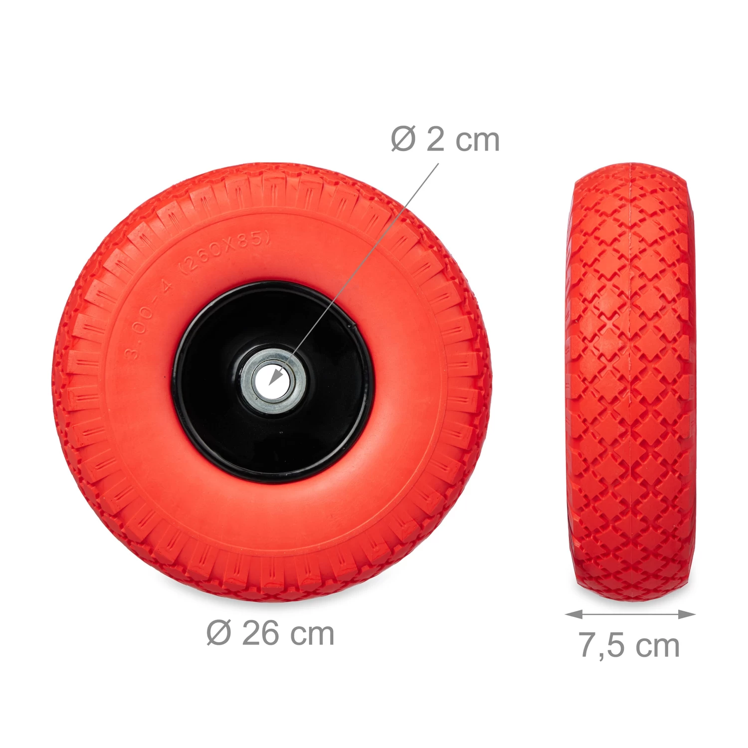 2 X Schubkarrenrad In Schwarz/ Orange - 3.00-4 6 2 X Schubkarrenrad In Schwarz/ Orange - 3.00-4 – Bild 4