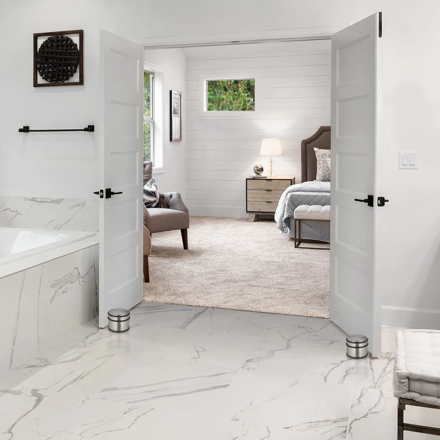 3 X Türstopper In Silber/ Schwarz - (H)7,5 X Ø 9 Cm 4 3 X Türstopper In Silber/ Schwarz - (H)7,5 X Ø 9 Cm – Bild 2