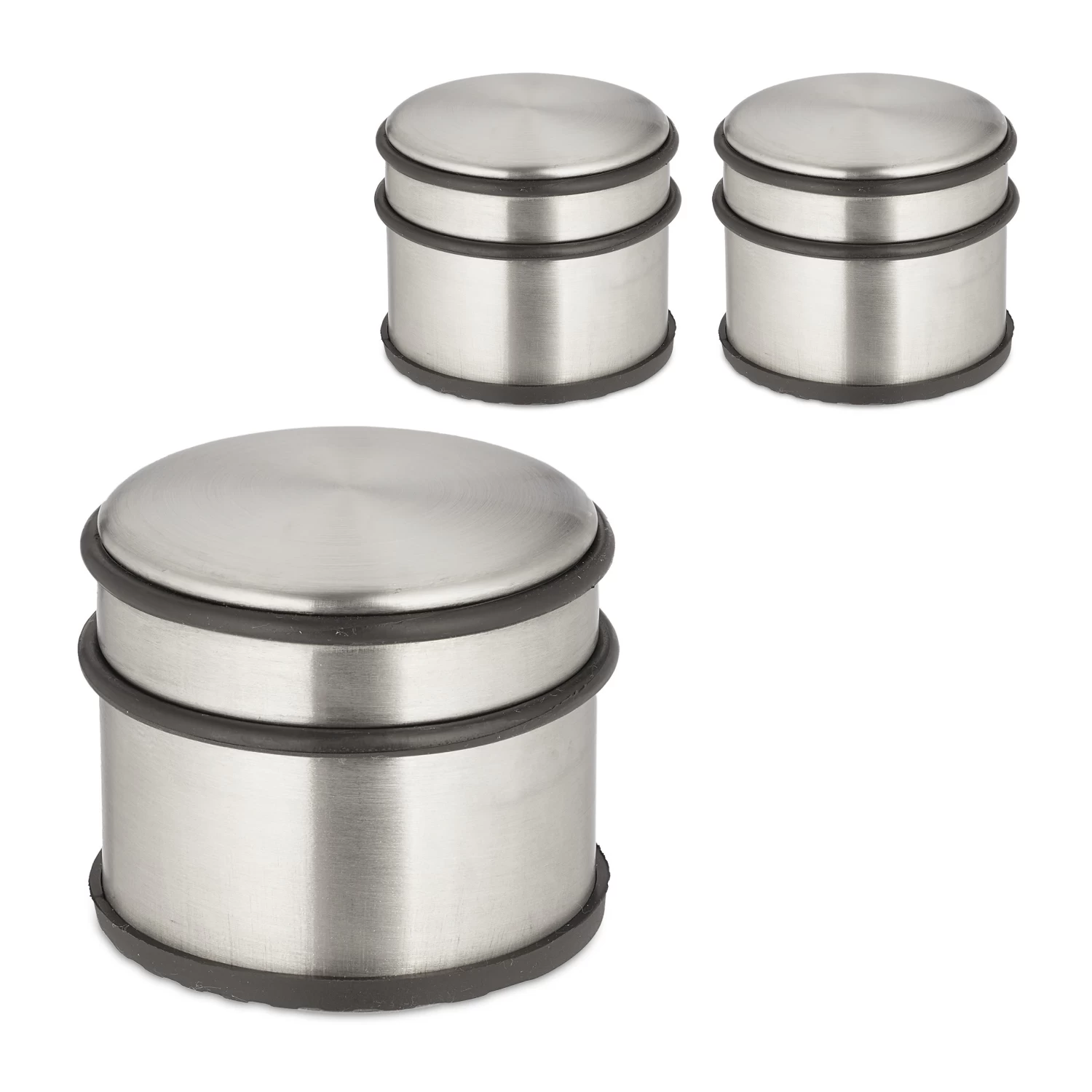 3 X Türstopper In Silber/ Schwarz - (H)7,5 X Ø 9 Cm 3 3 X Türstopper In Silber/ Schwarz - (H)7,5 X Ø 9 Cm