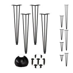 4x Tischbein Hairpin In Schwarz - (H)60 Cm