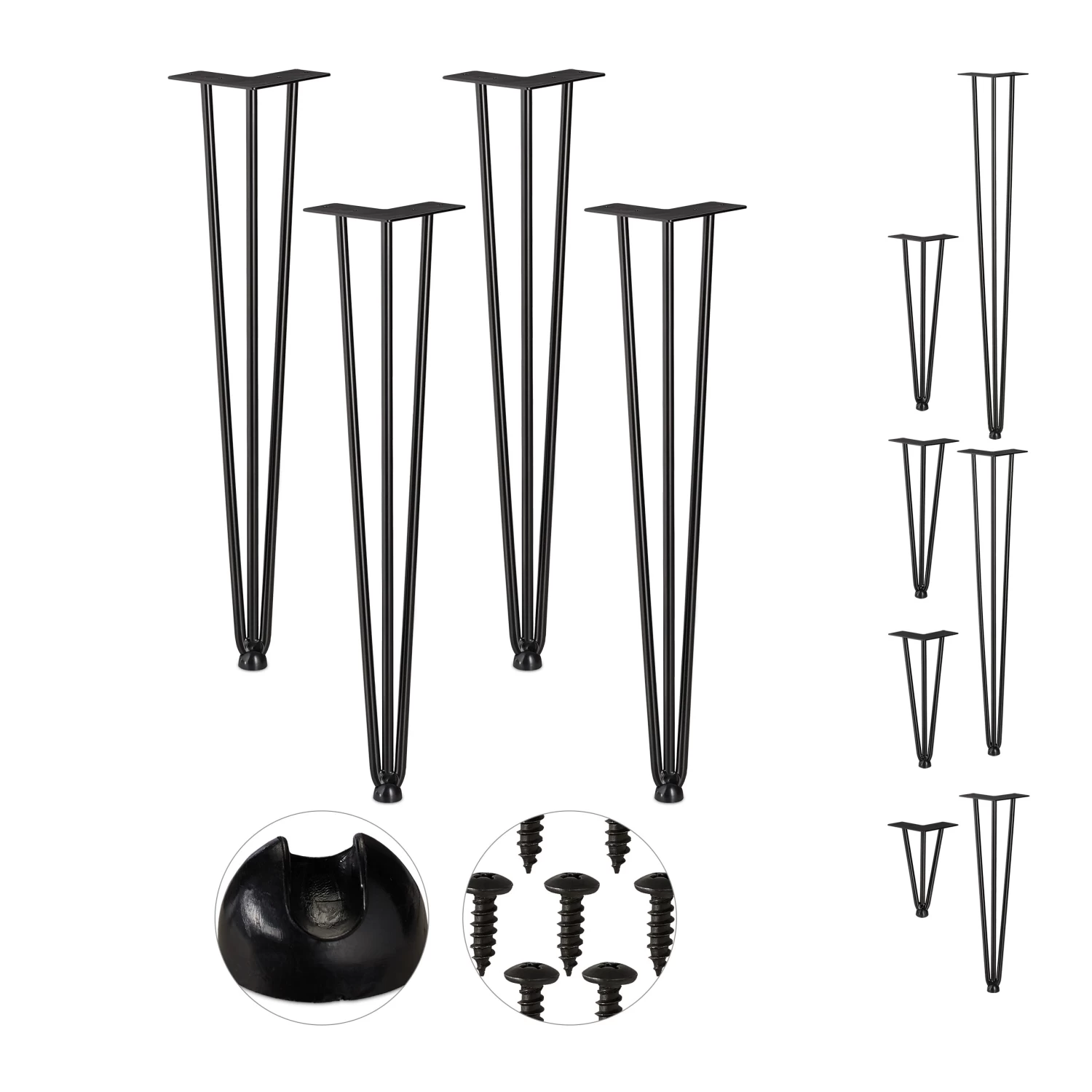 4x Tischbein Hairpin In Schwarz - (H)60 Cm 3 4x Tischbein Hairpin In Schwarz - (H)60 Cm