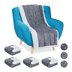 5x Kuscheldecke In Grau/ Weiß - (B)150 X (T)200 Cm