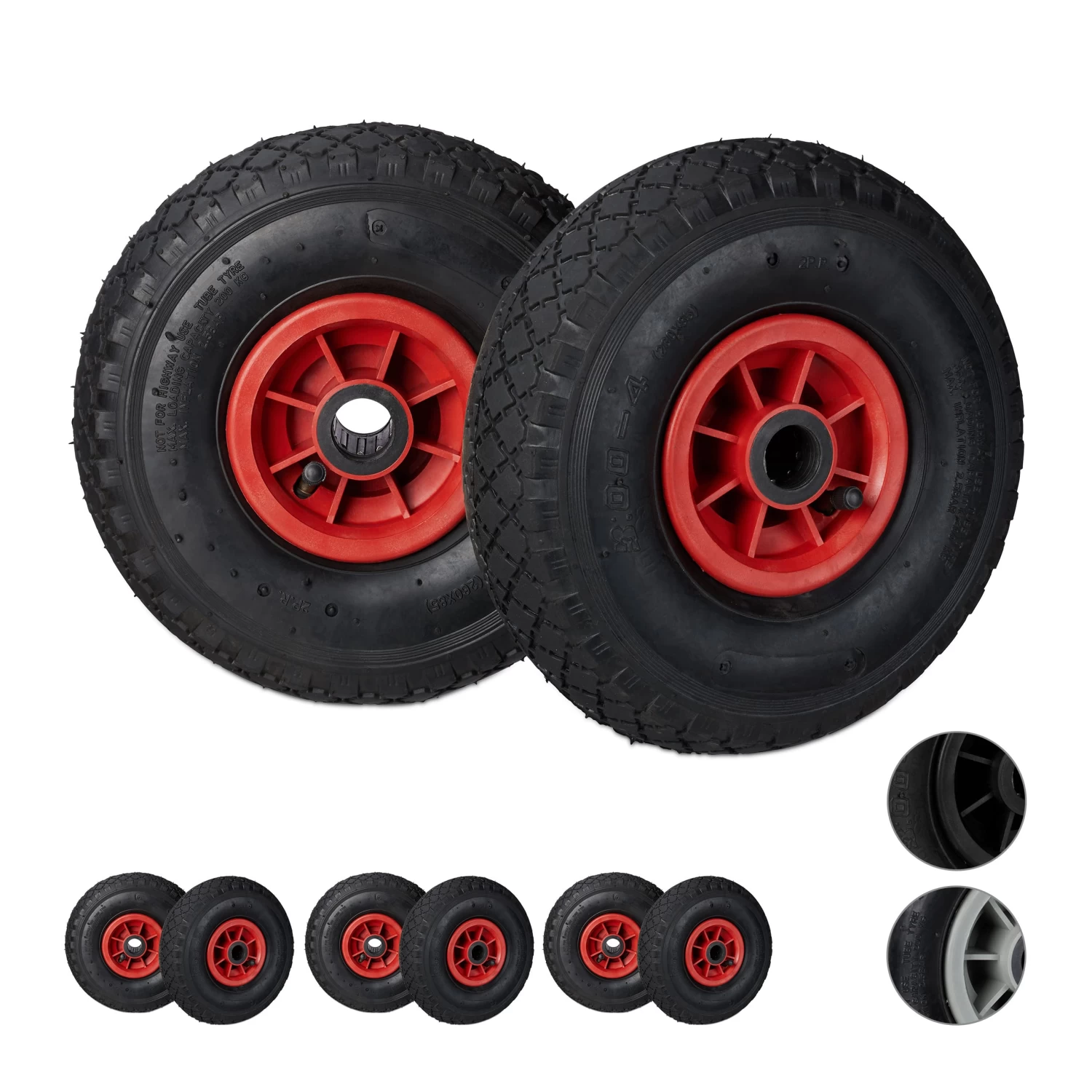 8x Sackkarrenrad In Schwarz/ Rot - 3.00-4 10 8x Sackkarrenrad In Schwarz/ Rot - 3.00-4 – Bild 8