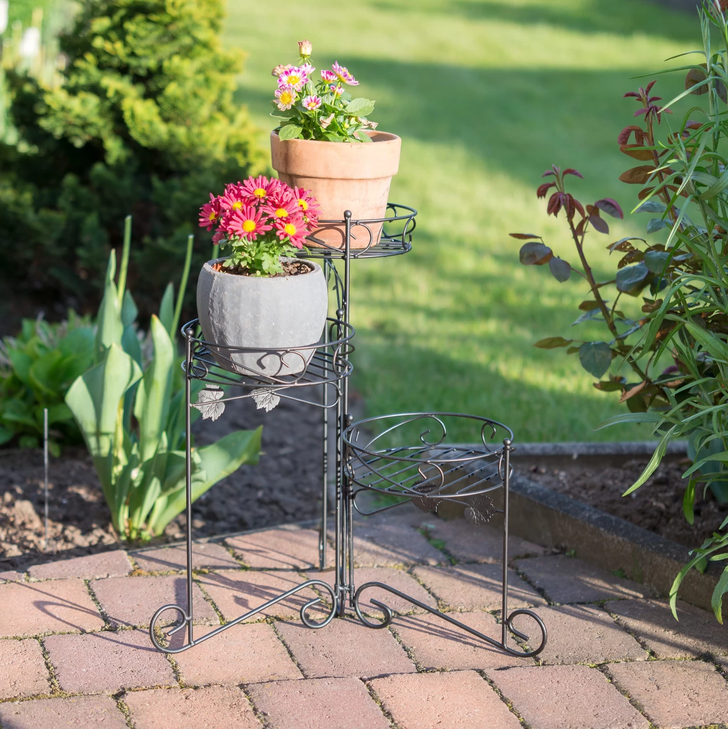 Blumenständer 3 Ablagen In Schwarz 4 Blumenständer 3 Ablagen In Schwarz – Bild 2