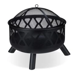 Feuerschale Mit Funkenschutz In Schwarz - Ø 62 Cm