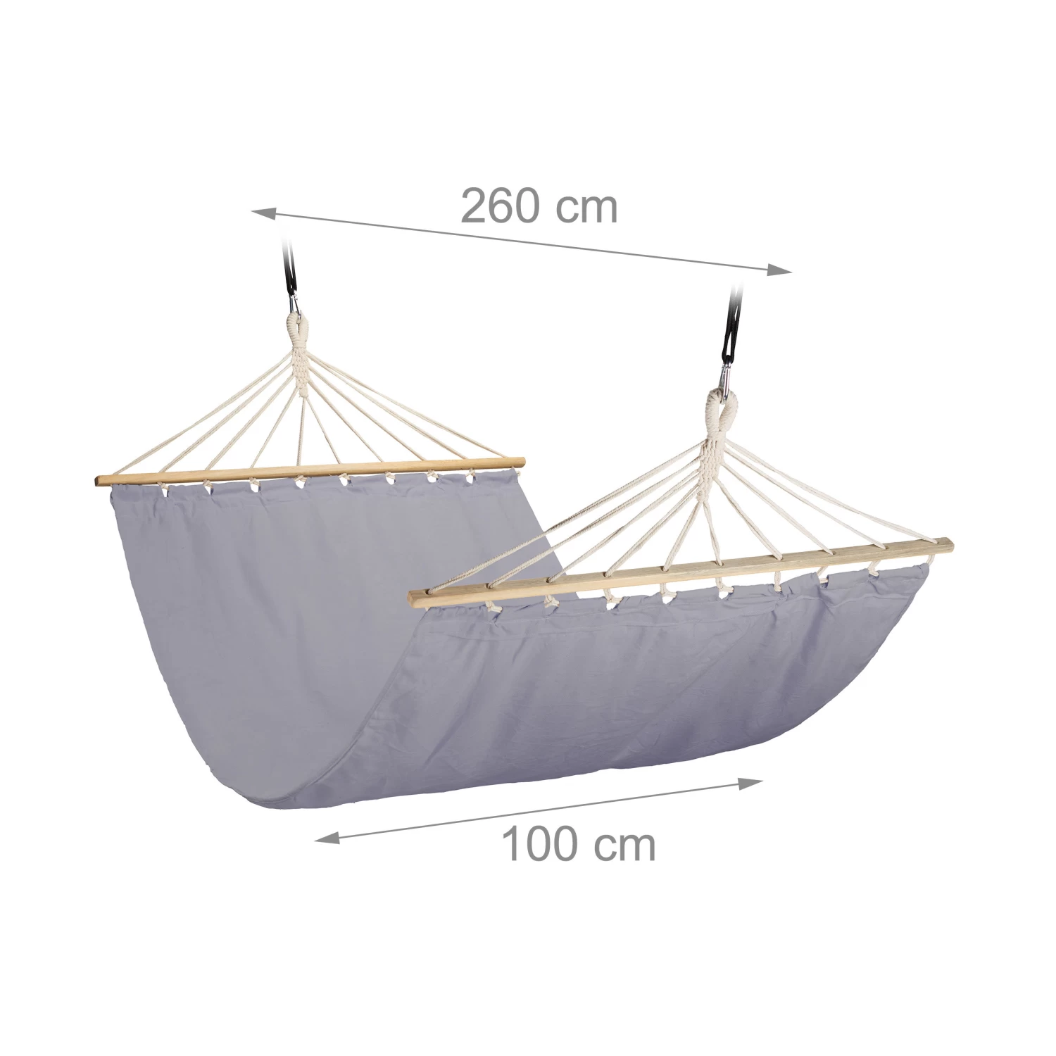 Hängematte In Grau - (B)260 X (T)100 Cm 6 Hängematte In Grau - (B)260 X (T)100 Cm – Bild 4