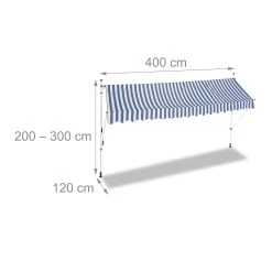 Klemmmarkise In Blau-Gestreift - 400 X 120 Cm -Petromax Store relaxdays klemmmarkise in blau gestreift 400 x 120 cm 3