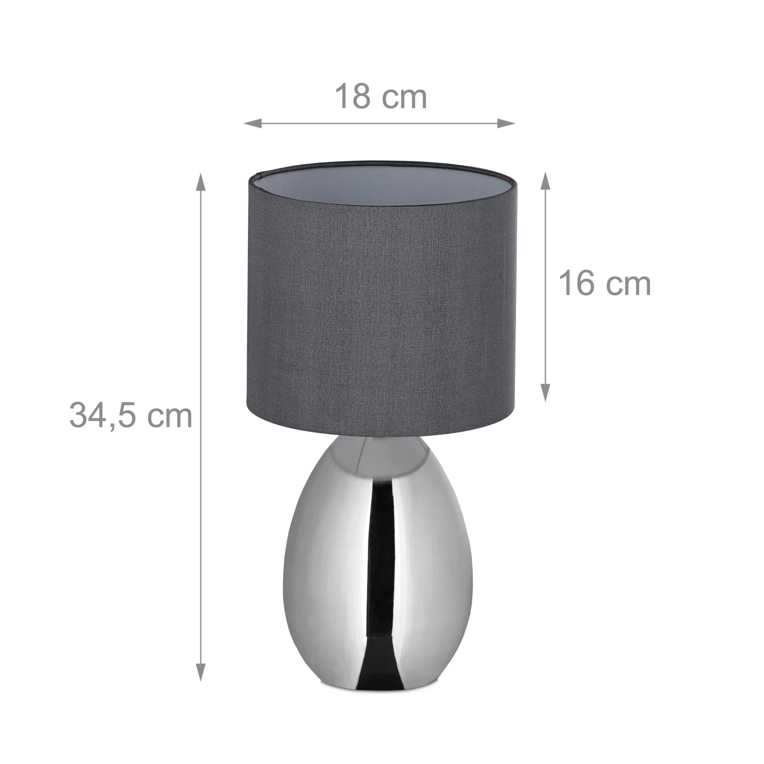 Nachttischlampe In Silber/ Grau- (H)34,5 X Ø 18 Cm 6 Nachttischlampe In Silber/ Grau- (H)34,5 X Ø 18 Cm – Bild 4