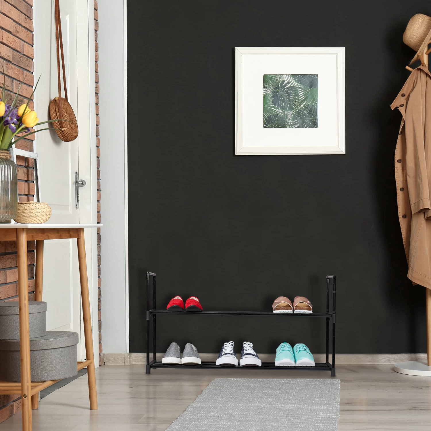 Schuhregal In Schwarz - (B)90,5 X (H)45 X (T)30,5 Cm 4 Schuhregal In Schwarz - (B)90,5 X (H)45 X (T)30,5 Cm – Bild 2