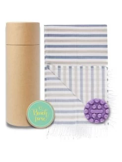 3tlg. Set: Wellness & Spa In Blau/ Beige