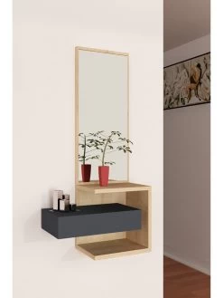 Spiegel "Stella" Hellbraun/ Anthrazit - (B)49 X (H)90 X (T)31 Cm