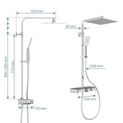 Duschset OCEAN In Chrom/Anthrazit, Mit Thermostat - (L) 55 X (B) 35 X (H) 120 Cm -Petromax Store schutte duschset ocean in chrom anthrazit mit thermostat l 55 x b 35 x h 120 cm 7