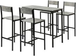 Bartisch In Hellgrau Und Schwarz - Tisch(B)100 X (H)87 X (T)45cm/Hocker(B)39 X (H)95 X (T)41cm