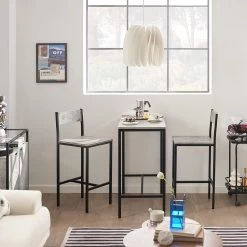 Bartisch In Hellgrau Und Schwarz - Tisch(B)89 X (H)87 X (T)45cm/Stuhl(B)38 X (H)95 X (T)40cm -Petromax Store sobuy bartisch in hellgrau und schwarz tisch b 89 x h 87 x t 45cm stuhl b 38 x h 95 x t 40cm 2