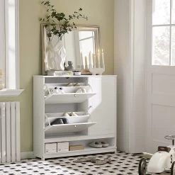 Schuhschrank In Weiß - (B)102 X (H)96 X (T)24cm -Petromax Store sobuy schuhschrank in weiss b 102 x h 96 x t 24cm 2