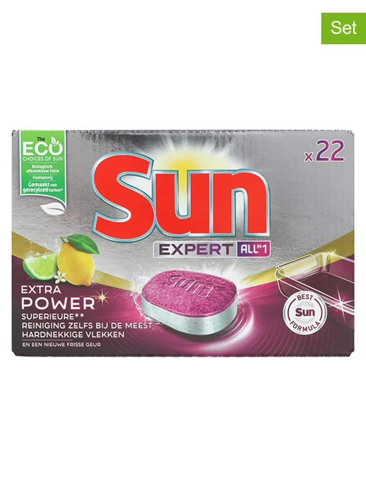 SUN® 3er-Set: Spülmaschinentabs "Expert Extra Power Lemon", 3x 385 G 3 SUN® 3er-Set: Spülmaschinentabs "Expert Extra Power Lemon", 3x 385 G