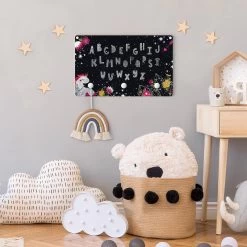 Kindergarderobe Holz - Alphabet Mit Einhorn Und Kristallen In Schwarz -Petromax Store wallart kindergarderobe holz alphabet mit einhorn und kristallen in schwarz 3