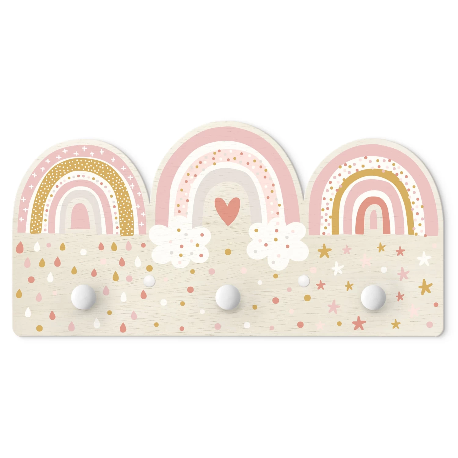 Kindergarderobe Holz - Regenbögen Rosa Mix In Rosa 3 Kindergarderobe Holz - Regenbögen Rosa Mix In Rosa