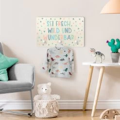 Kindergarderobe Holz - Sei Frech, Wild Und Wunderbar In Türkis -Petromax Store wallart kindergarderobe holz sei frech wild und wunderbar in turkis 2