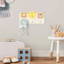 Kindergarderobe Holz - Süßer Zoo - Tiger Löwe Und Bär In Grün -Petromax Store wallart kindergarderobe holz susser zoo tiger lowe und bar in grun 3
