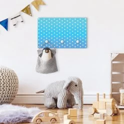 Kindergarderobe Holz - Weiße Punkte Auf Türkisverlauf In Türkis -Petromax Store wallart kindergarderobe holz weisse punkte auf turkisverlauf in turkis 3