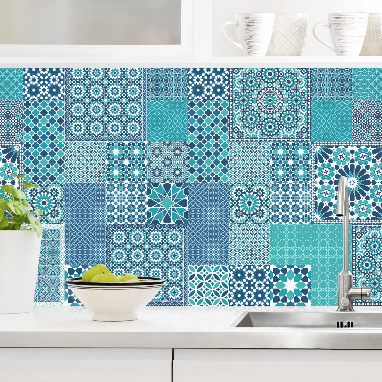 Küchenrückwand - Marokkanische Mosaikfliesen Türkis Blau In Blau 4 Küchenrückwand - Marokkanische Mosaikfliesen Türkis Blau In Blau – Bild 2