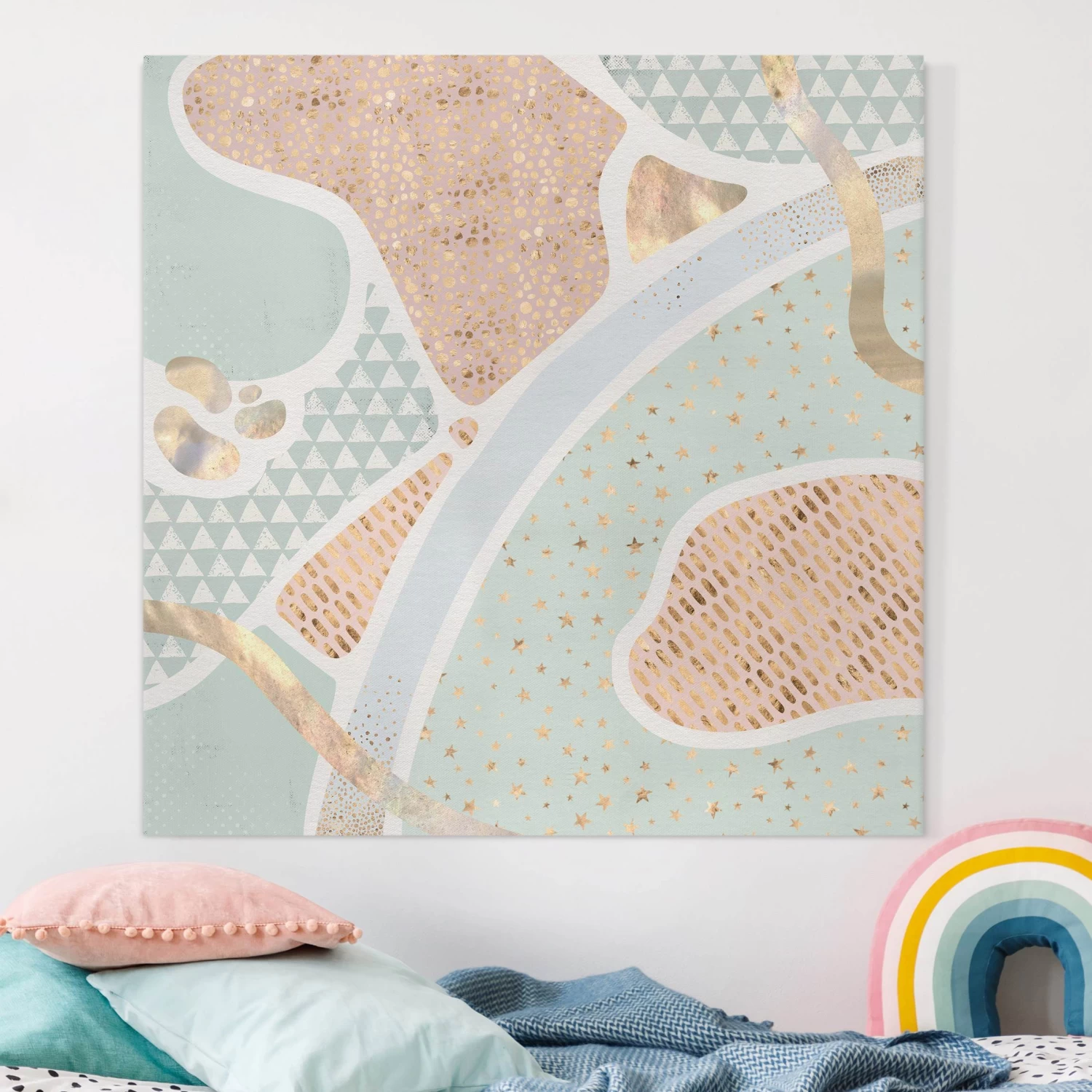 Leinwandbild - Abstrakte Seelandschaft Pastellmuster In Blau 4 Leinwandbild - Abstrakte Seelandschaft Pastellmuster In Blau – Bild 2