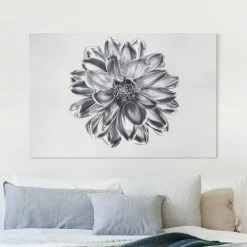 Petromax Store -Petromax Store wallart leinwandbild dahlie blume silber metallic in silber 1