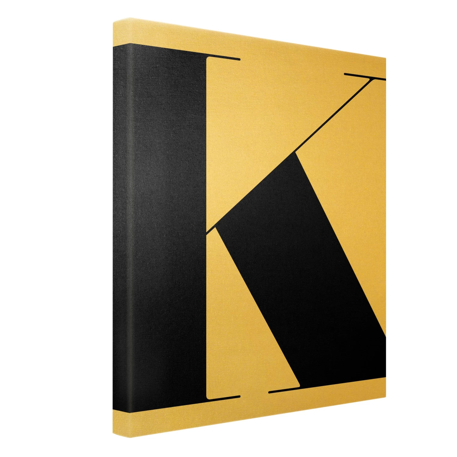 Leinwandbild Gold - Antiqua Letter K In Schwarz-Weiß 8 Leinwandbild Gold - Antiqua Letter K In Schwarz-Weiß – Bild 6