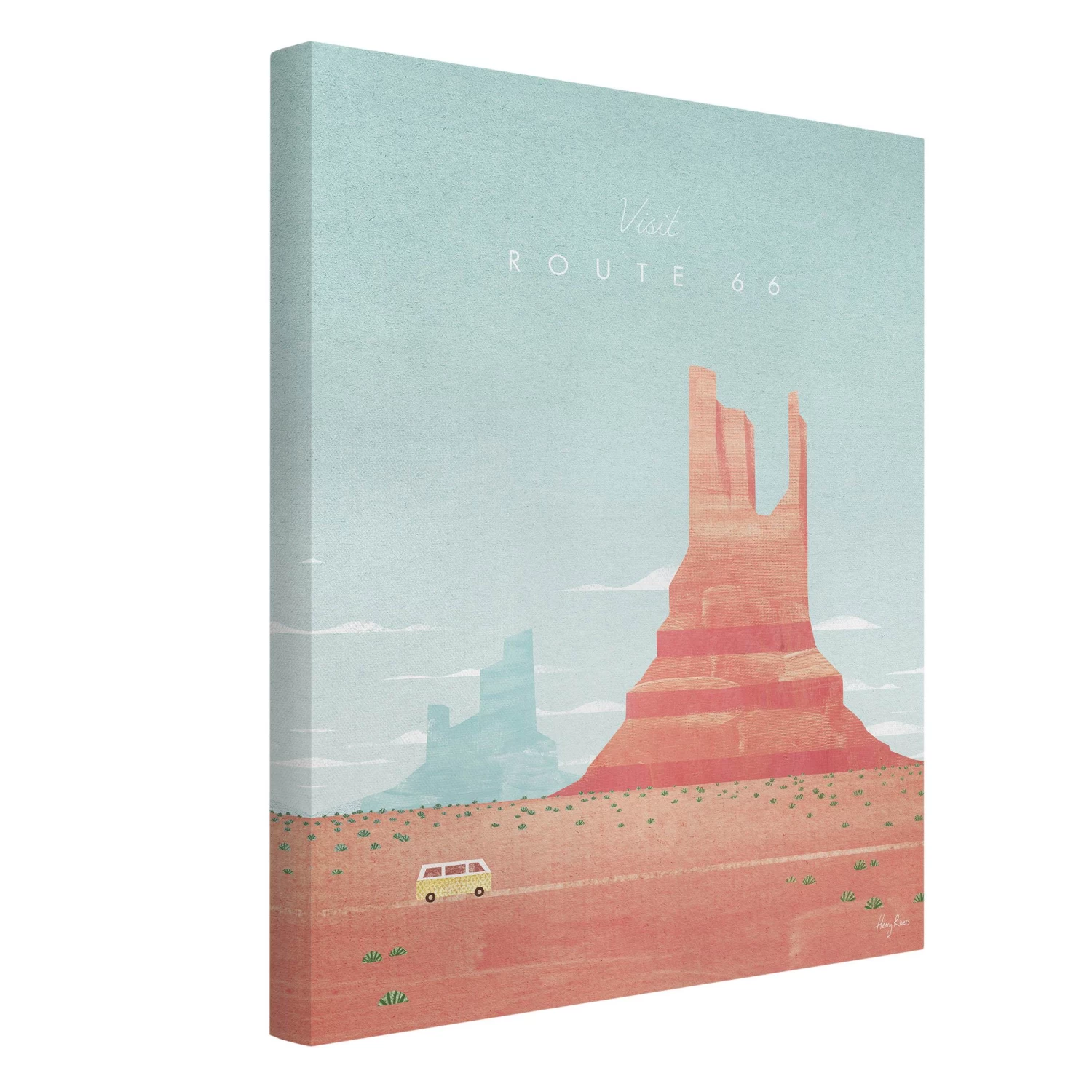 Leinwandbild - Reiseposter - Route 66 In Rot 7 Leinwandbild - Reiseposter - Route 66 In Rot – Bild 5