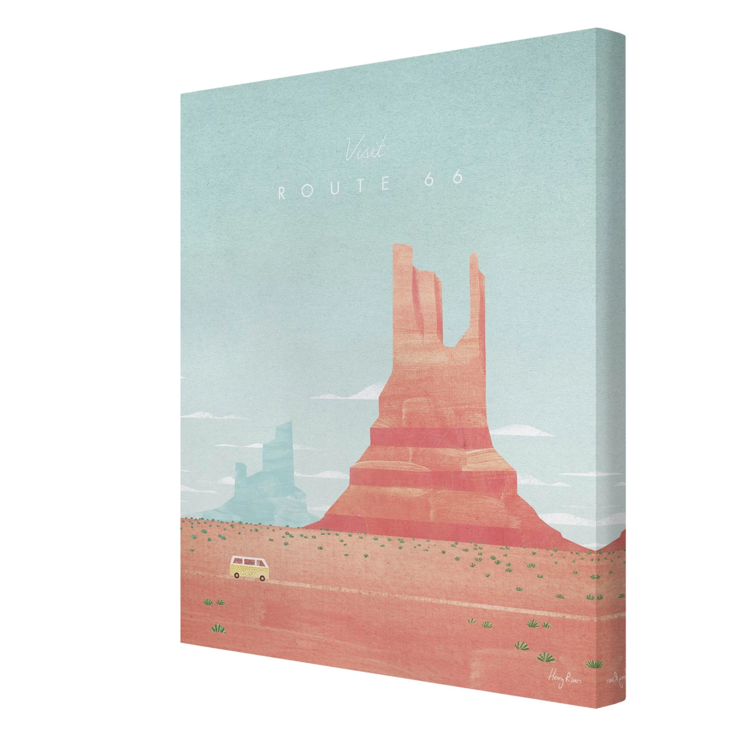 Leinwandbild - Reiseposter - Route 66 In Rot 8 Leinwandbild - Reiseposter - Route 66 In Rot – Bild 6