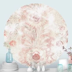 Runde Tapete - Antike Shabby Barocktapete In Rot -Petromax Store wallart runde tapete antike shabby barocktapete in rot 2