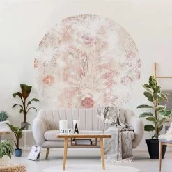 Runde Tapete - Antike Shabby Barocktapete In Rot -Petromax Store wallart runde tapete antike shabby barocktapete in rot 4