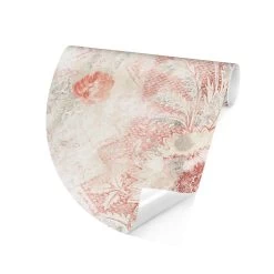 Runde Tapete - Antike Shabby Barocktapete In Rot -Petromax Store wallart runde tapete antike shabby barocktapete in rot 5